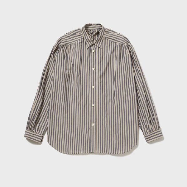 【PHILIPPE ST】フィリップ ST　ストライプシャツ L.ベージュ×ネイビー