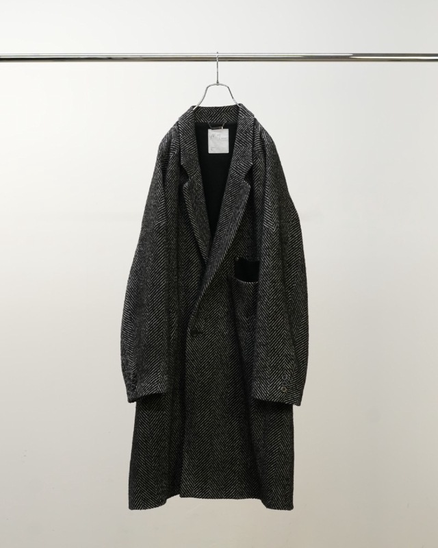 SEMI-DOUBLE CHESTER COAT (WHITE×BLACK) ANC-JK55