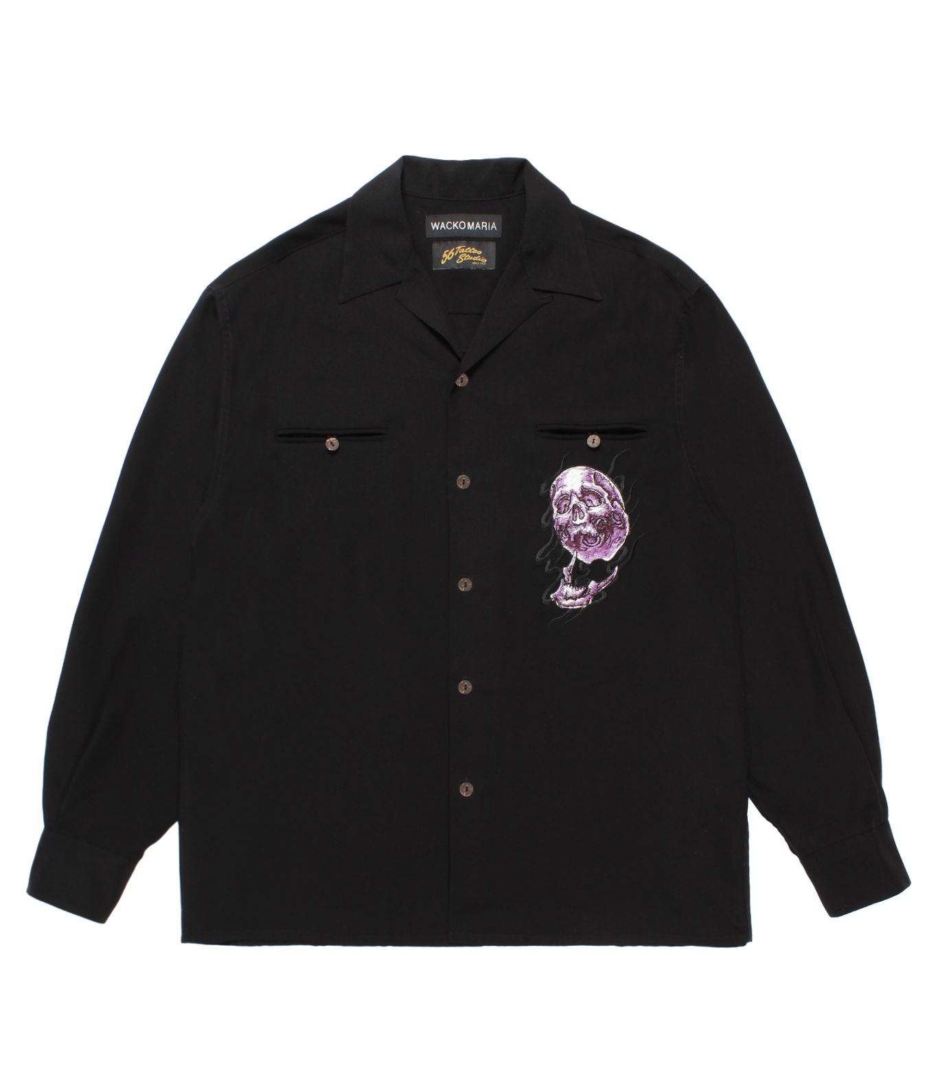 L【WACKOMARIA】50TATOO SHIRT/新品タグ付/送料込 WACKO MARIA×56 TATTOO STUDIO / 50'S SHIRT L/S (BLACK) 56TS
