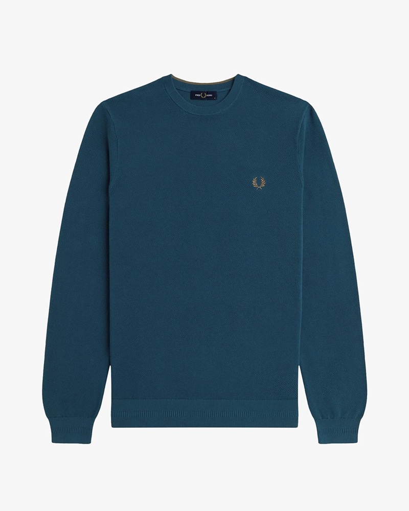FRED PERRY 25FW Q3】 Pique Stitch Jumper (Z23：DARK PETROL