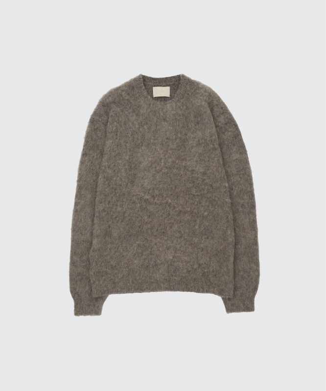 3COLOR MIX BABY ALPACA CREWNECK SWEATER (LIGHT GRAY) YK25FW012S