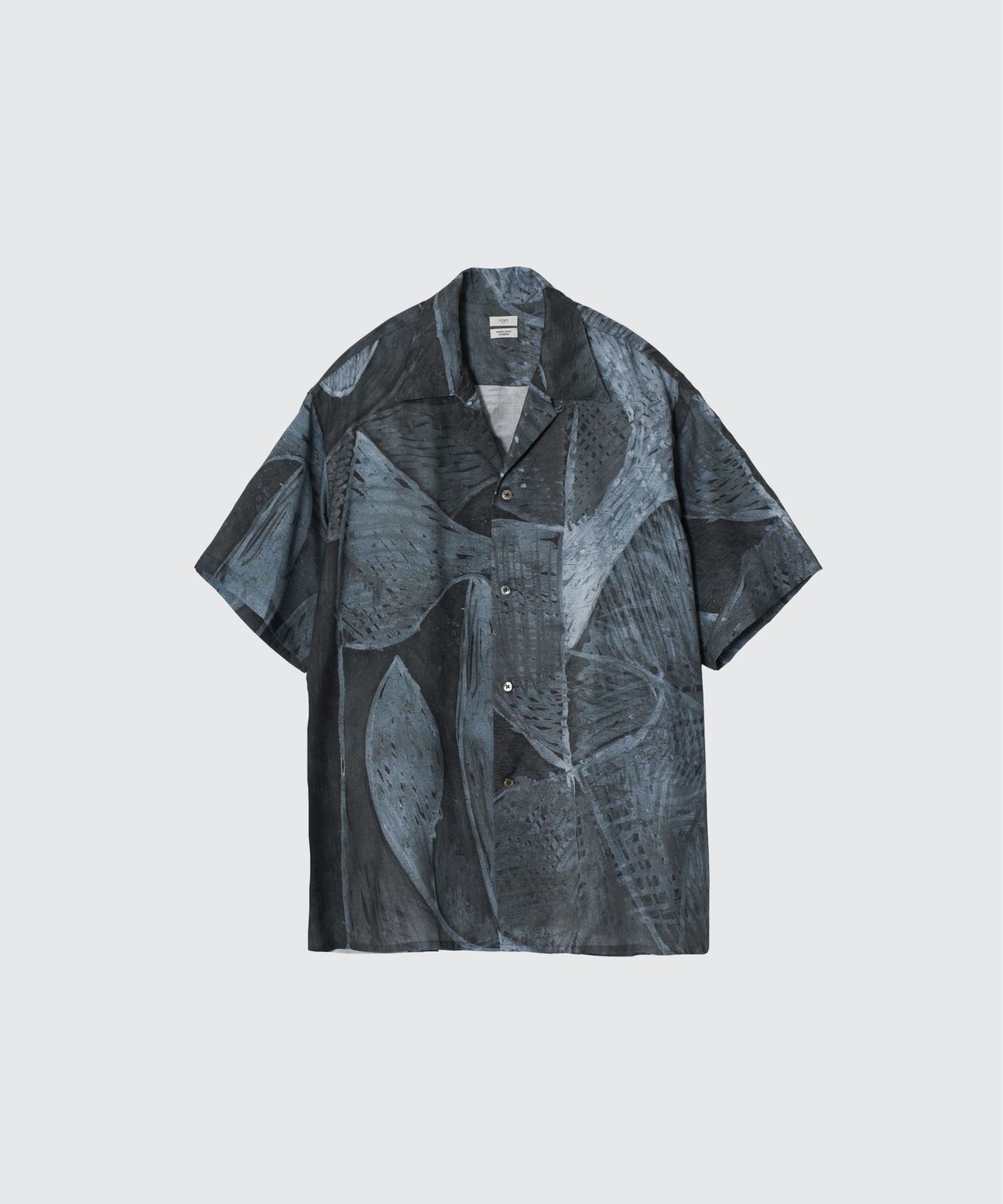 YOKE/ヨーク】Printed Tencell Open Collar Shirt (BLACK