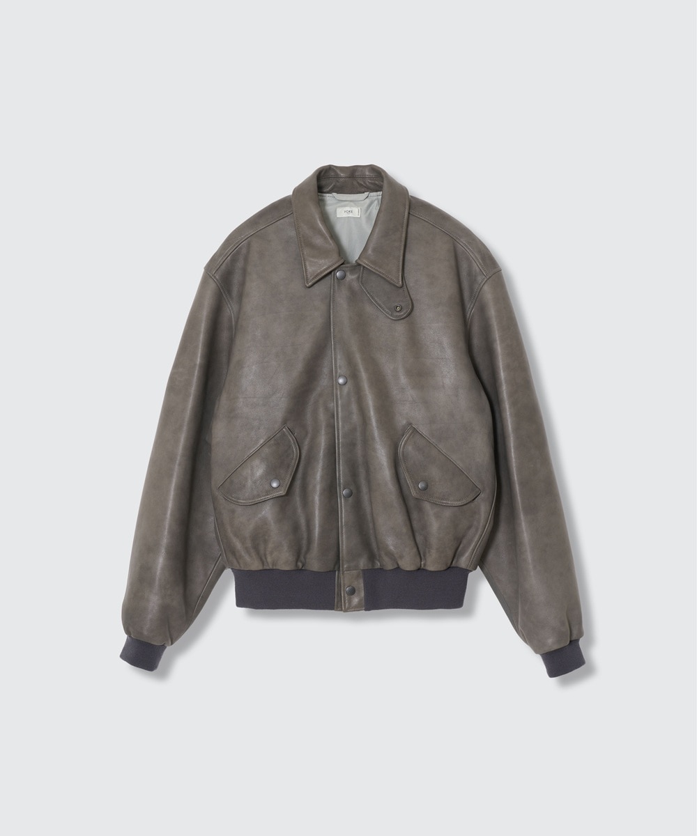 YOKE/ヨーク】Lamb Leather Bomber Jacket (Gray) YK26FW01301Bの通販