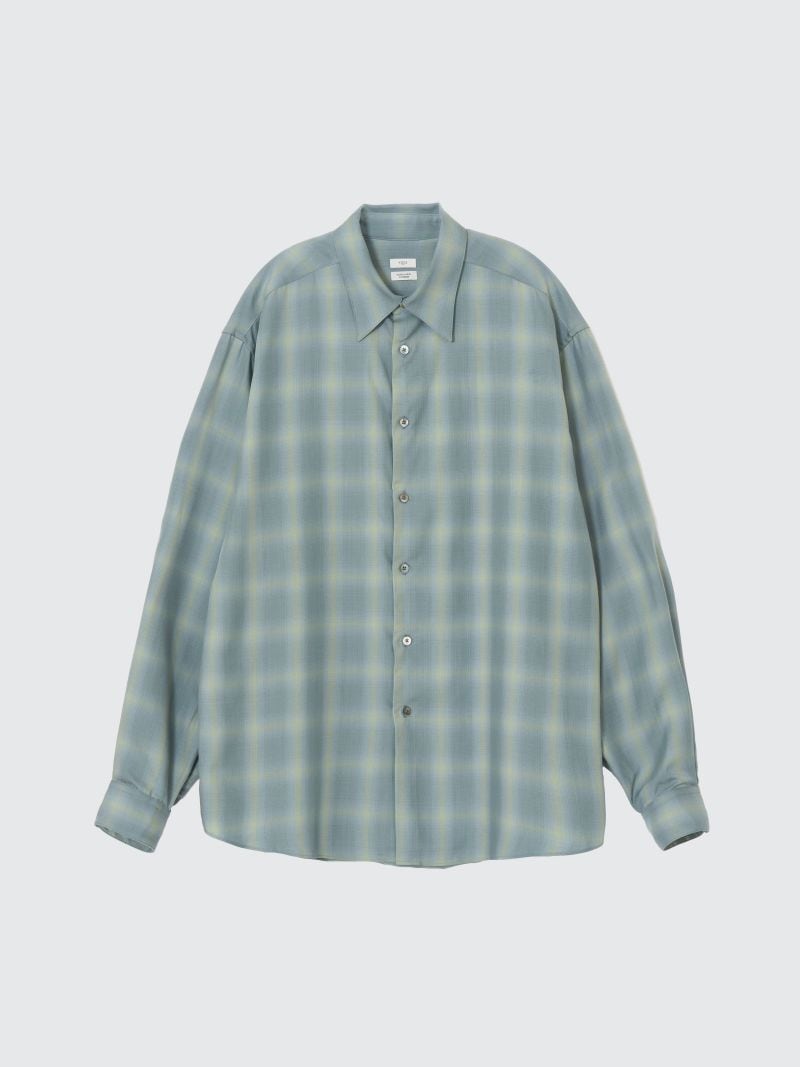 26SS】 AGING RAYON CHECK SHIRT (GREEN) ANC-SH80 - ANCELLM 26SS】 AGING RAYON CHECK SHIRT (GREEN) ANC-SH80 - ANCELLM