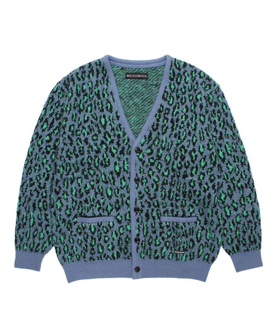 WACKO MARIA ワコマリア LEOPARD MOHAIR JACQUARD CARDIGAN (BLUE