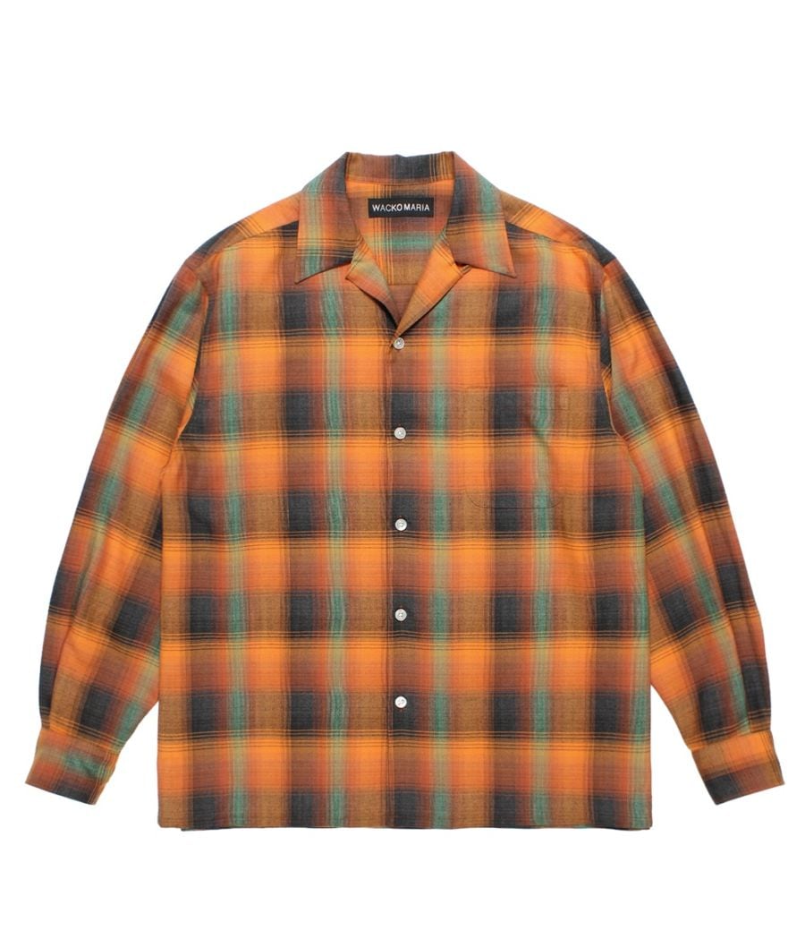 WACKO MARIA ワコマリア OMBRE CHECK OPEN COLLAR SHIRT L/S (TYPE-6