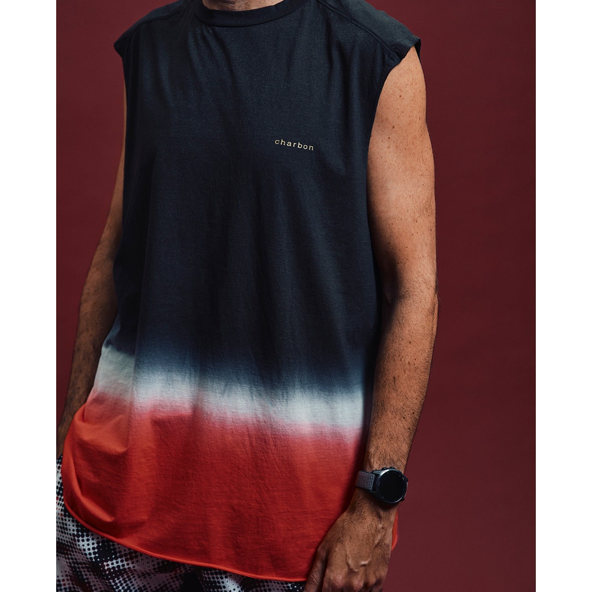シャルボン charbon WOOL DIP DYE SLEEVELESS charbon / DIP DYE SHEER SLEEVELESS (RED)