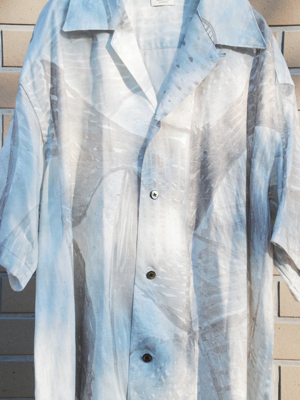 YOKE/ヨーク】Printed Tencell Open Collar Shirt (Gray