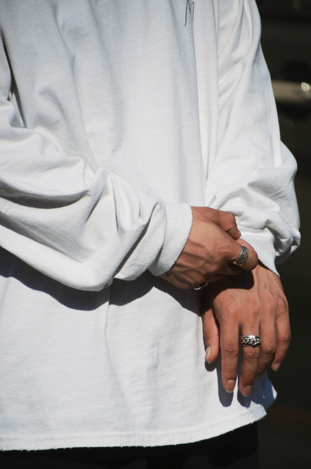ANCELLM　EMBROIDERY DYED LS T-SHIRT　ロンT　白 ANCELLM EMBROIDERY DYED LS T-SHIRT [WHITE] - Fresh Service