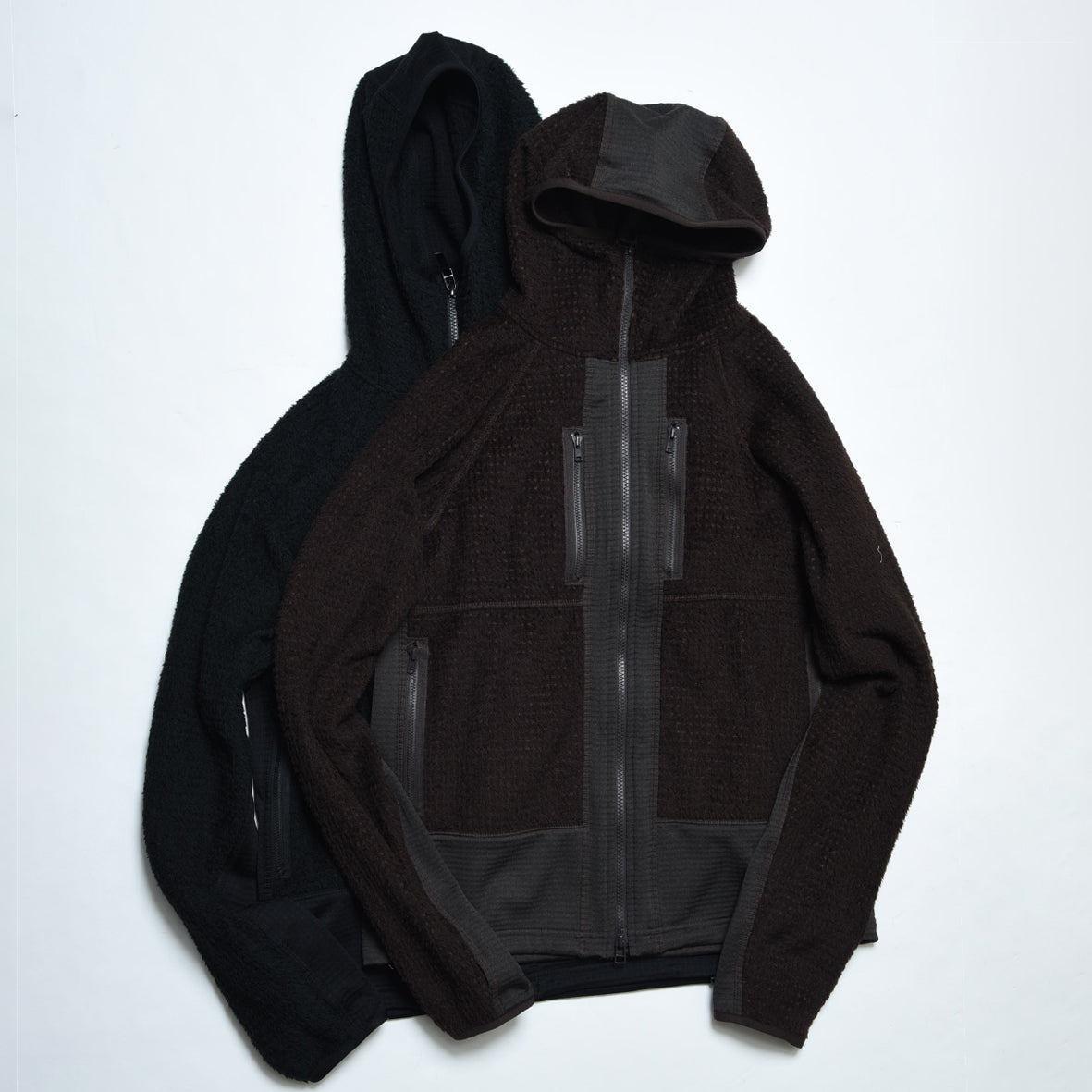 charbon / POLARTEC HYBRID FLEECE HOODIE BLACK