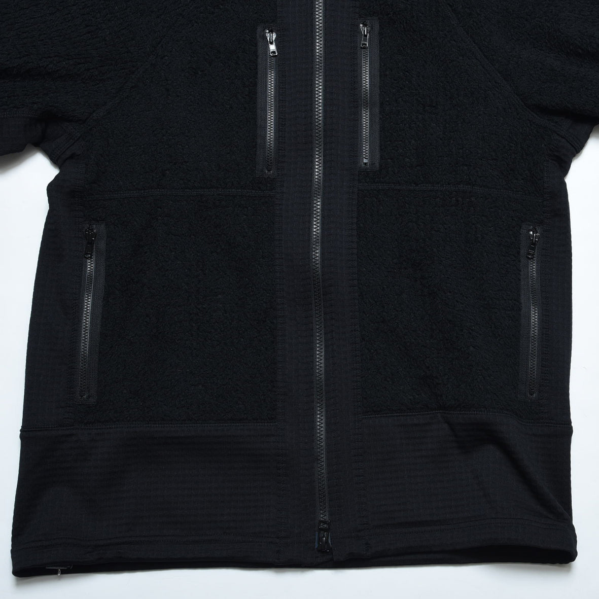charbon / POLARTEC HYBRID FLEECE HOODIE BLACK