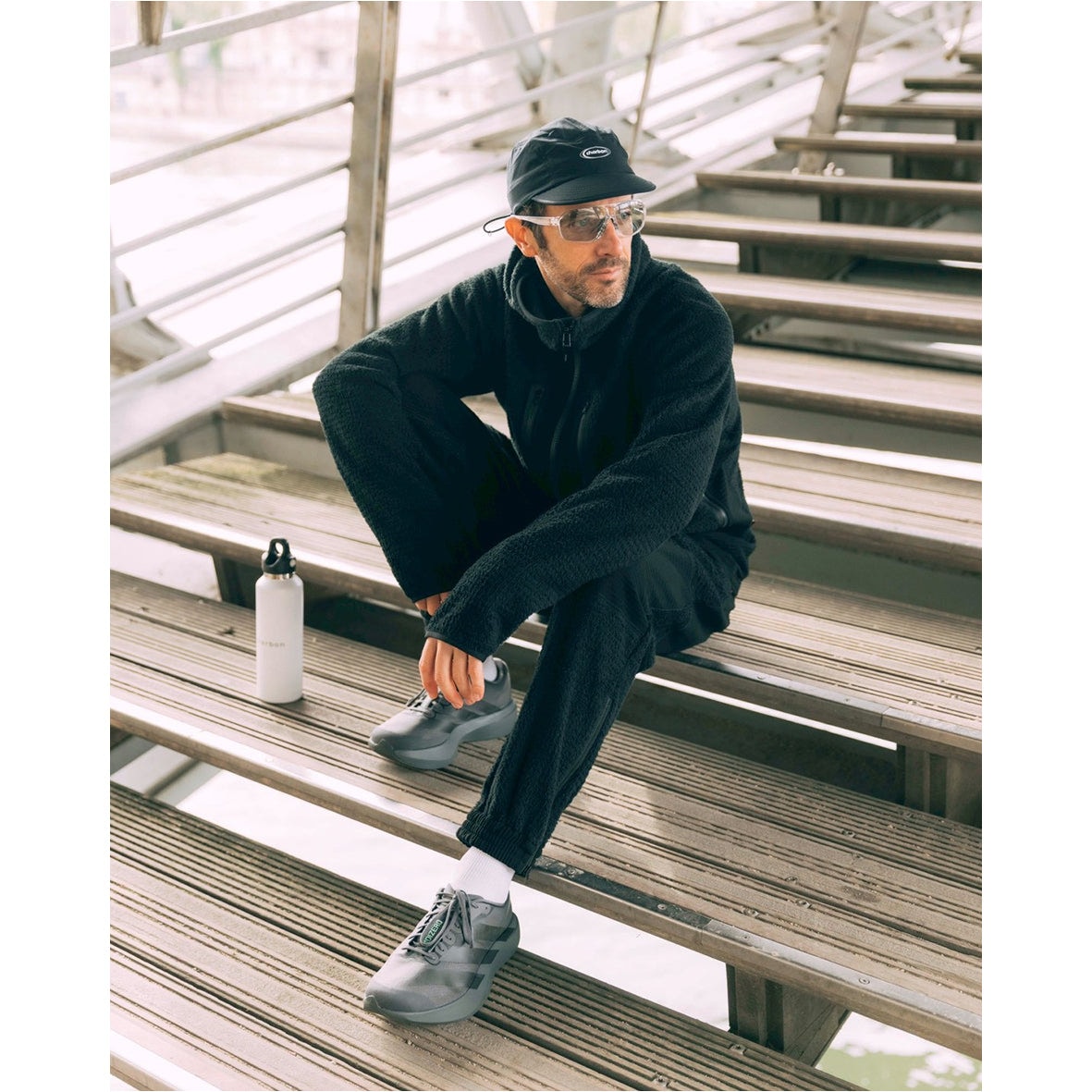 charbon / POLARTEC HYBRID FLEECE HOODIE BLACK