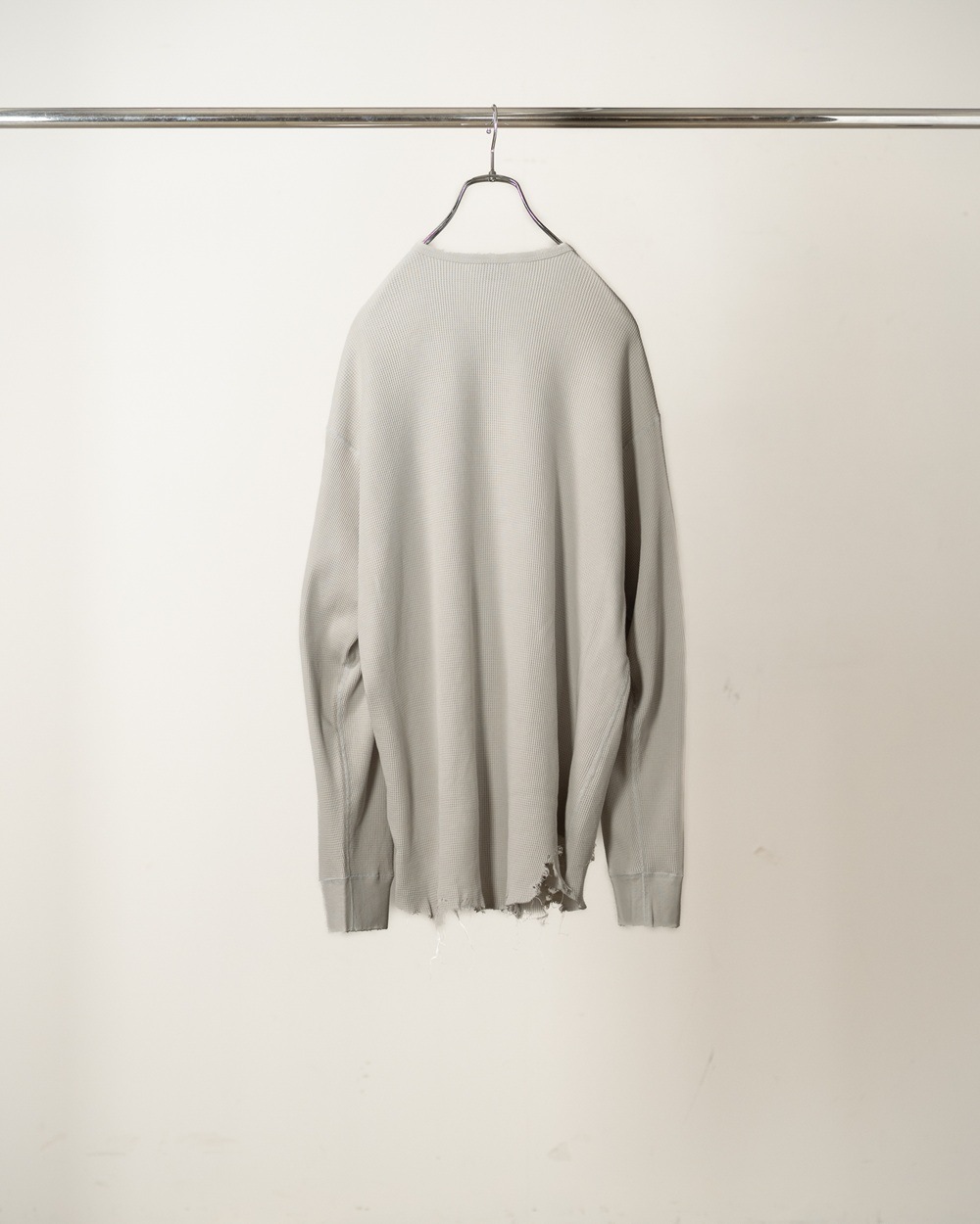 26FW】DAMAGE WAFFLE CREW LS (GREIGE) ANC-STD-CT02 ANCELLM