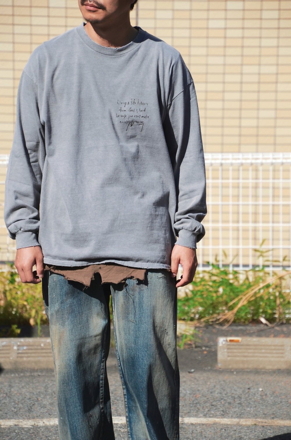 25AW ANCELLM アンセルム MASSAGE L/S T-SHIRT メッセージ ロング