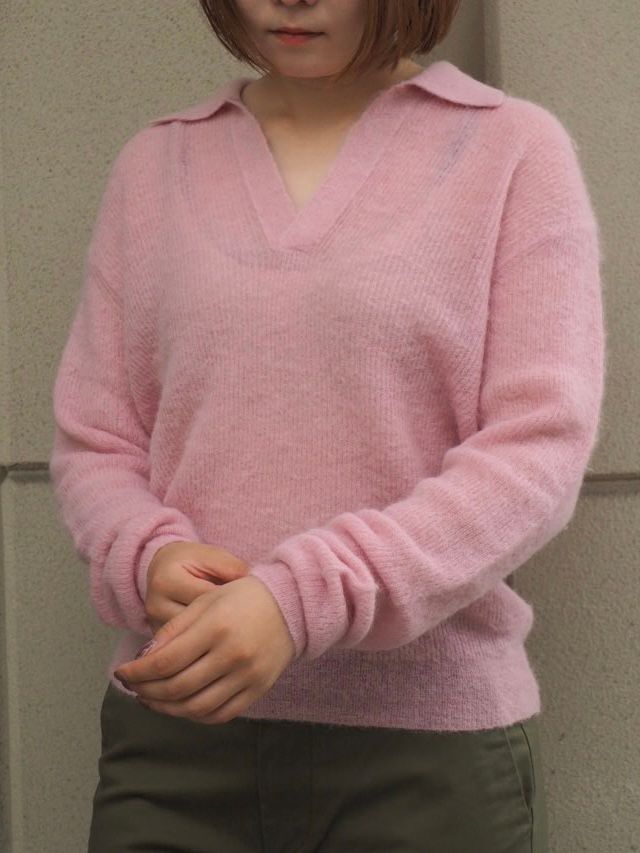 トップス auralee ALPACA SHEER KNIT SKIPPER POLO AURALEE / オーラリー | BABY SURI ALPACA SHEER KNIT SKIPPER