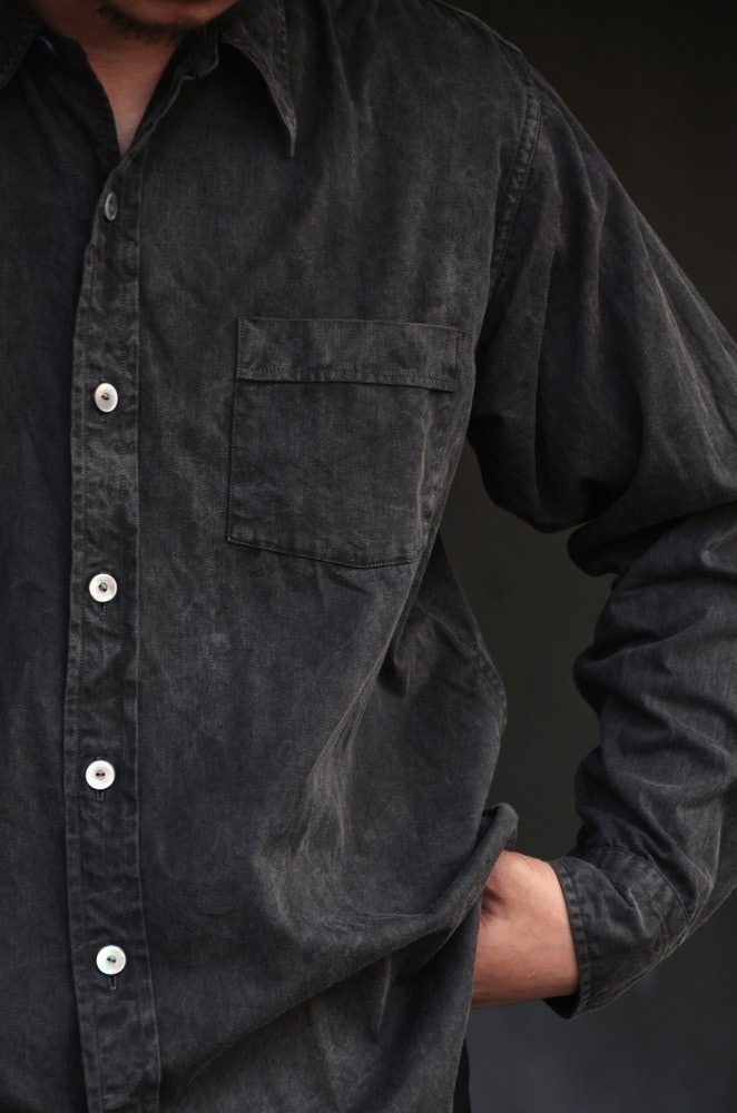 Lot.106 Narrow Collar Shirt (SUMI DYED BLACK) TTAW25106 - CIENTO