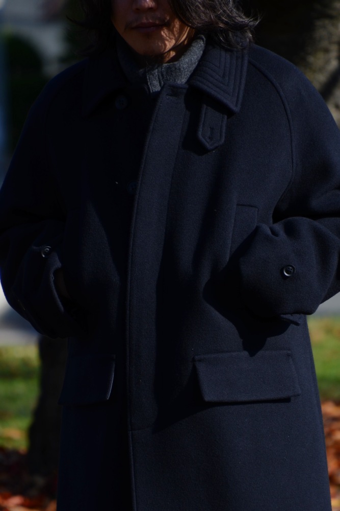 Voyager Bold Balmacaan Coat (Dark Navy) AOEFCT002- CIENTO WEB STORE