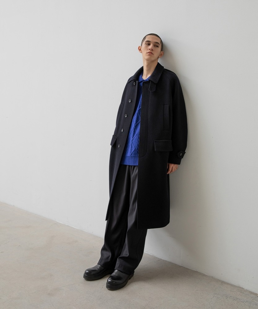 Voyager Bold Balmacaan Coat (Dark Navy) AOEFCT002- CIENTO WEB STORE