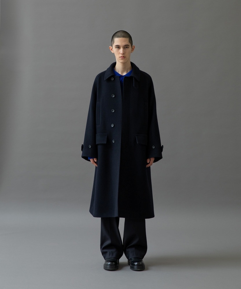 Voyager Bold Balmacaan Coat (Dark Navy) AOEFCT002- CIENTO