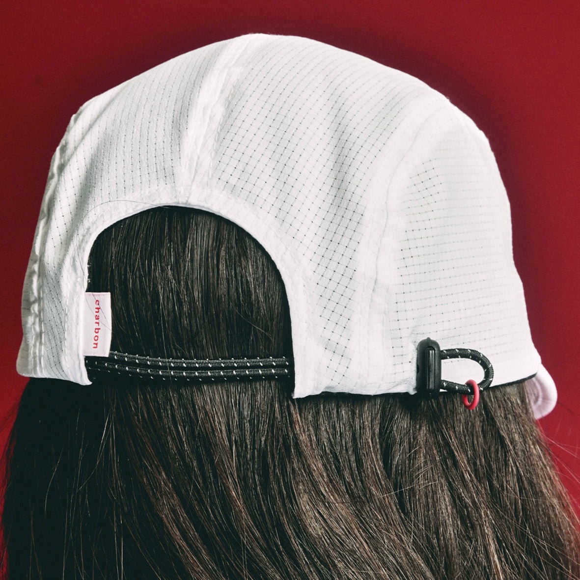 charbon / 5 PANEL RUNNIG CAP WHITE RED