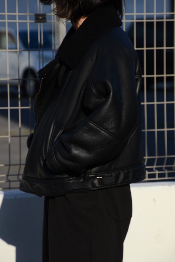 ジャケット・アウター ancellm DOUBLE-BREASTED COAT(BLACK) ANCELLM - MOUTON DOUBLE JACKET | BLACK | ムートンジャケット