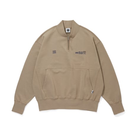 EMBROIDERED LOGO HALF ZIP SWEATSHIRT_UREI BEIGE