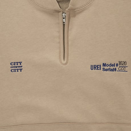 EMBROIDERED LOGO HALF ZIP SWEATSHIRT_UREI BEIGE