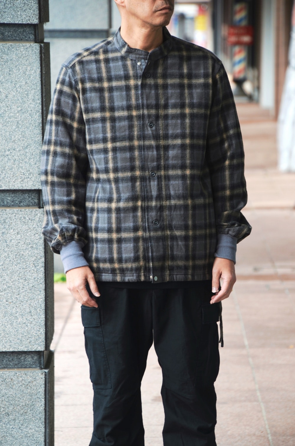 nonnative｜TROOPER SHIRT JACKET COTTON FLANNEL OMBRE CHECK (GRAY