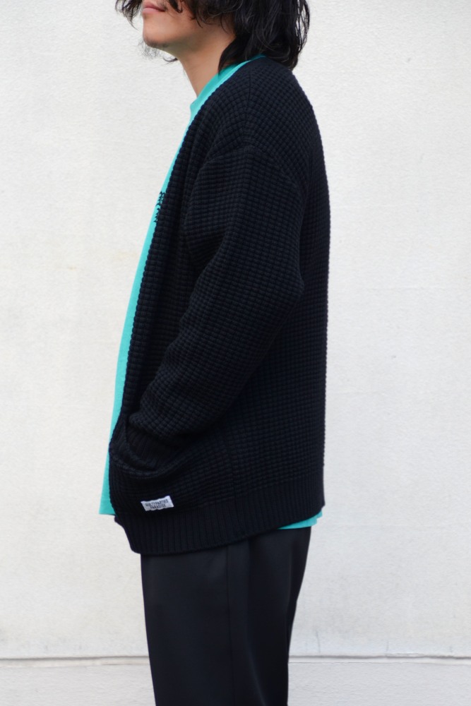 WACKO MARIA/ワコマリア】WAFFLE KNIT CARDIGAN (BLACK) 25FW-WMK-KN17 WACKO MARIA/ワコマリア】WAFFLE KNIT CARDIGAN (BLACK) 25FW-WMK-KN17