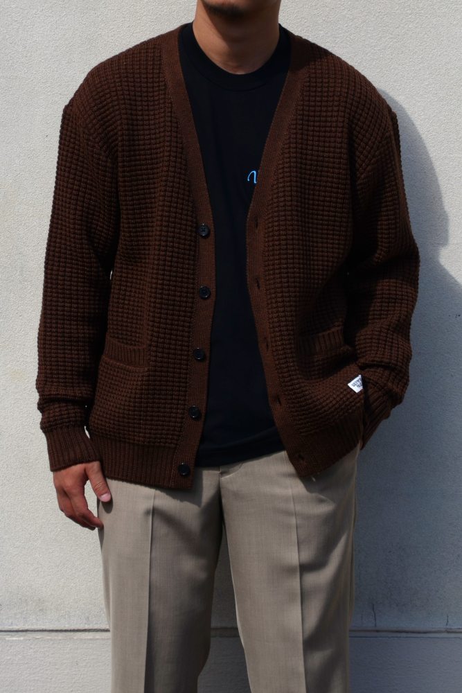 WACKO MARIA/ワコマリア】WAFFLE KNIT CARDIGAN (BROWN) 25FW-WMK-KN17