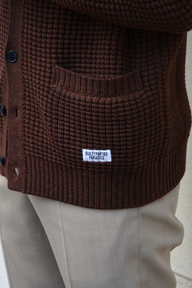 WACKO MARIA/ワコマリア】WAFFLE KNIT CARDIGAN (BROWN) 25FW-WMK-KN17