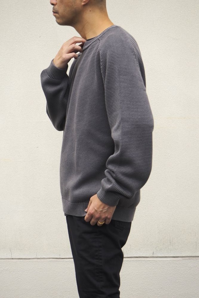 WORKER PULLOVER SWEATER COTTON YARN (GRAY) NN-K4703｜nonnative