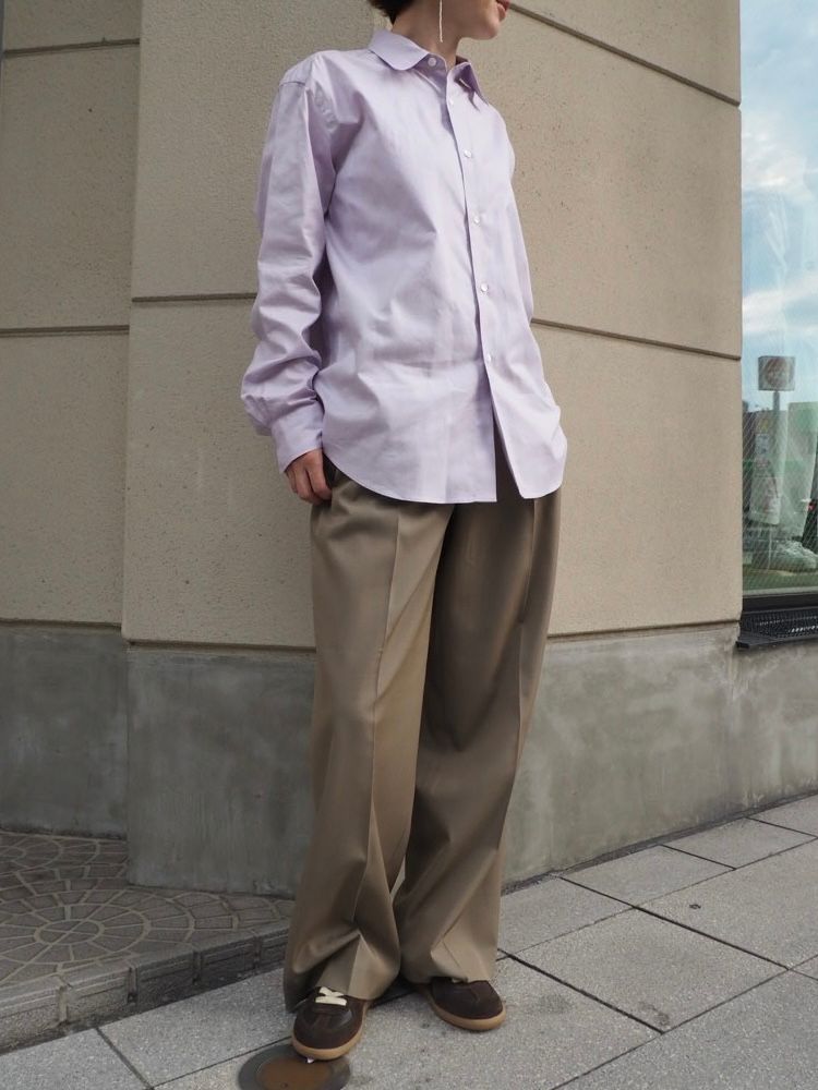 \"最終値下げ\" ORGANIC C/C/W TWEED 2P SLACKS 47 Wool mix 2tuck slacks (Navy) | UNFOLK