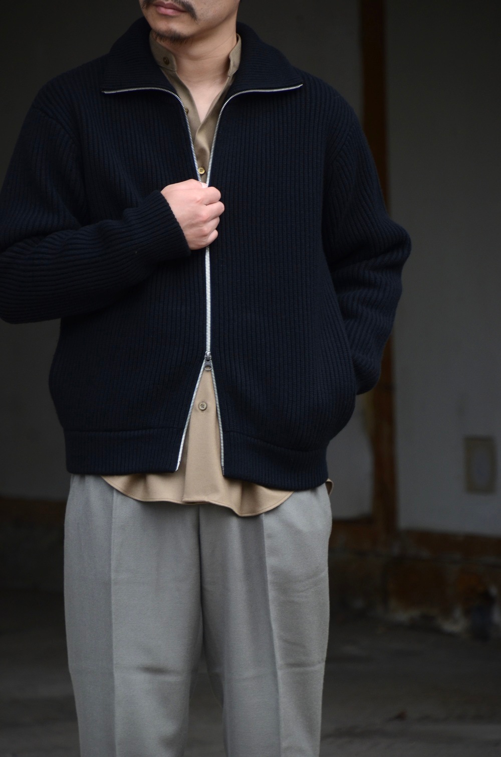 2025AW】WEWILL Drivers Knit Jacket (Black) Z-017-7002の通販