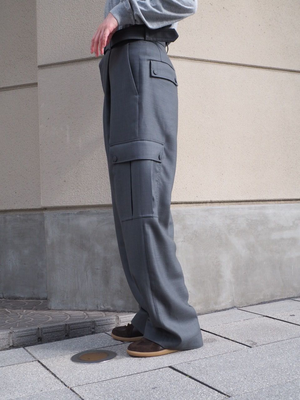 AURALEE グレー カーゴパンツ AURALEE/オーラリー】WOOL HERRINGBONE CARGO PANTS｜martinique