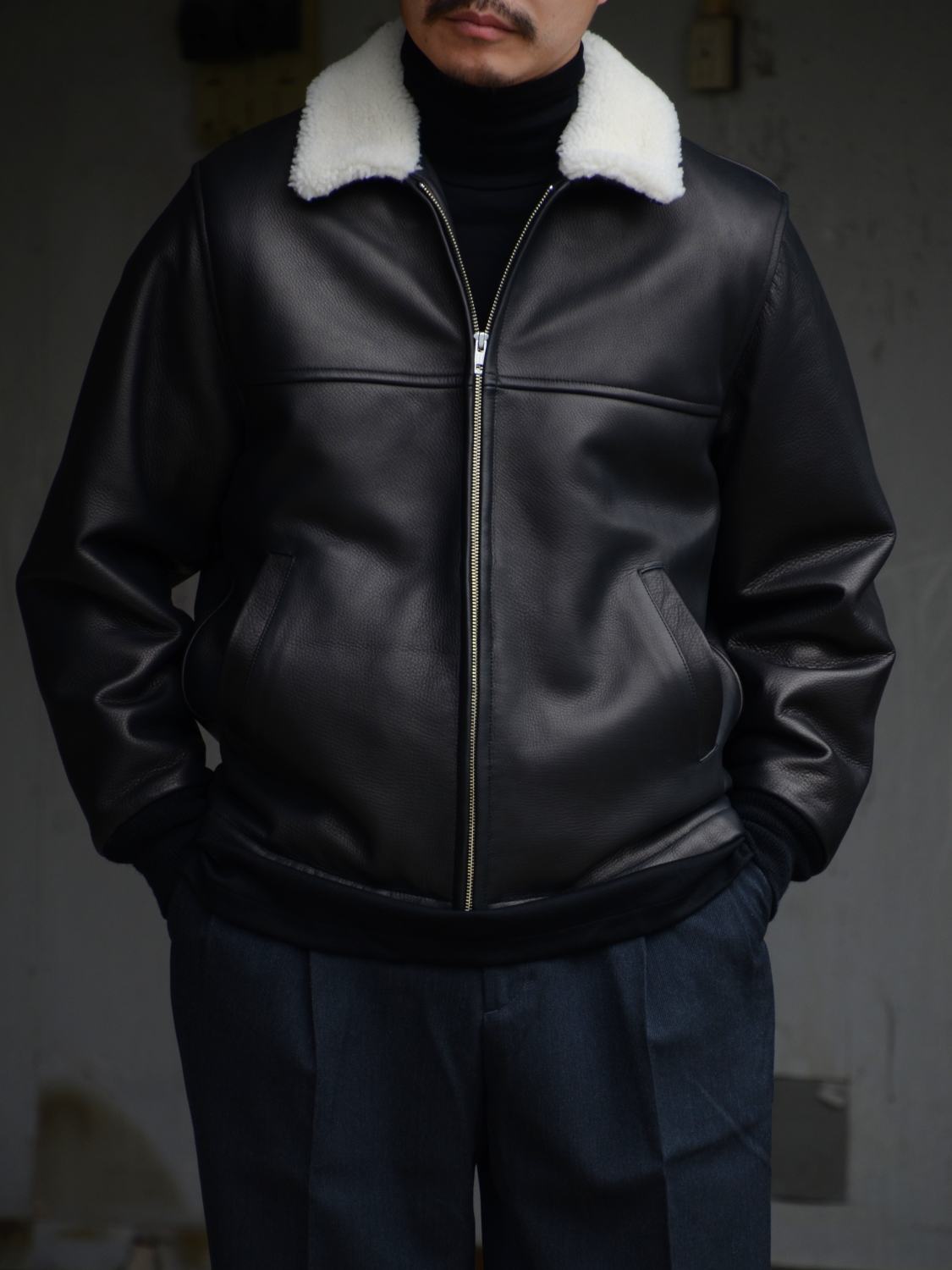 WACKO MARIA/ワコマリア】LEATHER BOA JACKET (BLACK) 25FW-WMO-BL01の通販