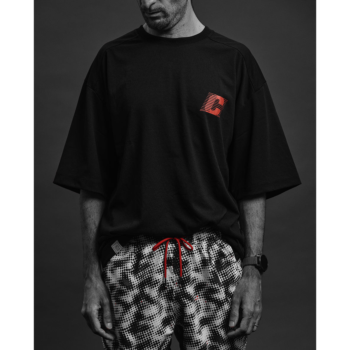 charbon シャルボン DRY BIG T-SHIRT ビッグ　Tシャツ L charbon / BACK LOGO DRY BIG T-SHIRT (RED PRINT)