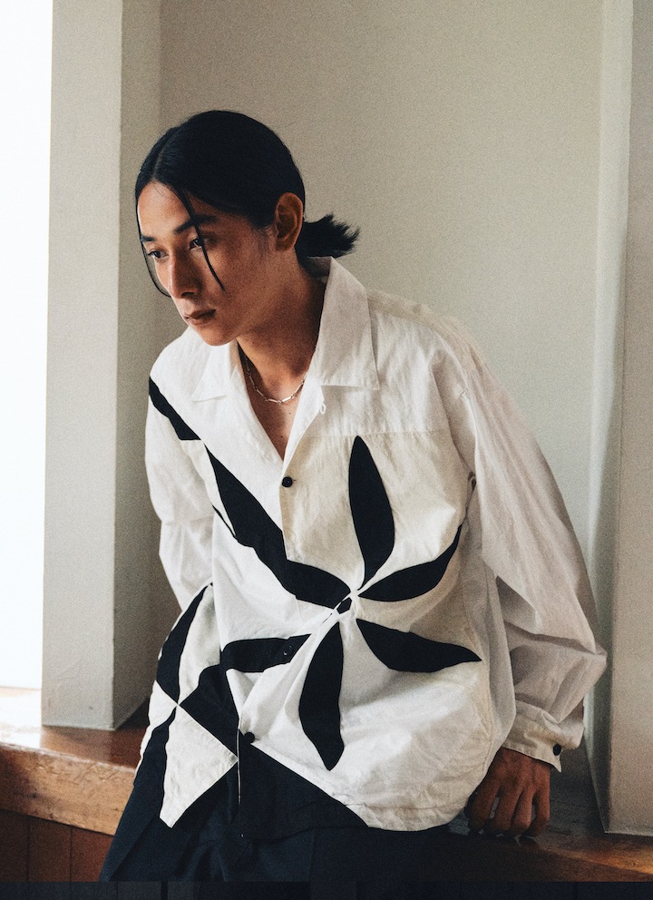 ヘイオーダーページ　シチリアの追憶　アウトフィット着物　着流し　羽織り ANEI アーネイ IMI SHIRT JKT MOM (WHITE BASE) AN0261_S1101_PWの通販