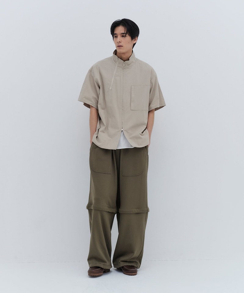 MODMNT / STAND COLLAR ZIP SHIRT BEG