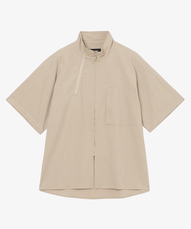 MODMNT / STAND COLLAR ZIP SHIRT BEG