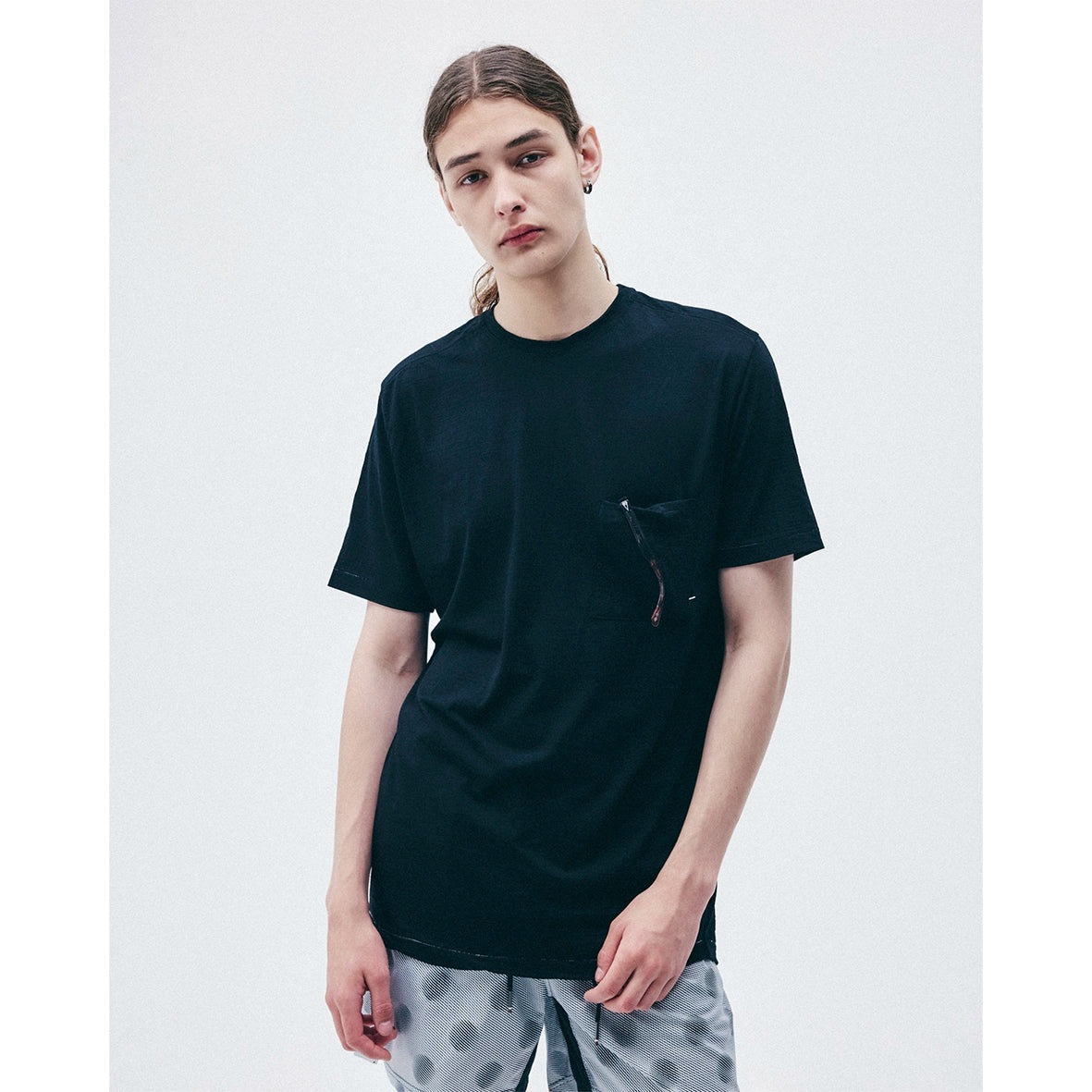 charbon / REDA WOOL POCKET T-SHIRT BLACK