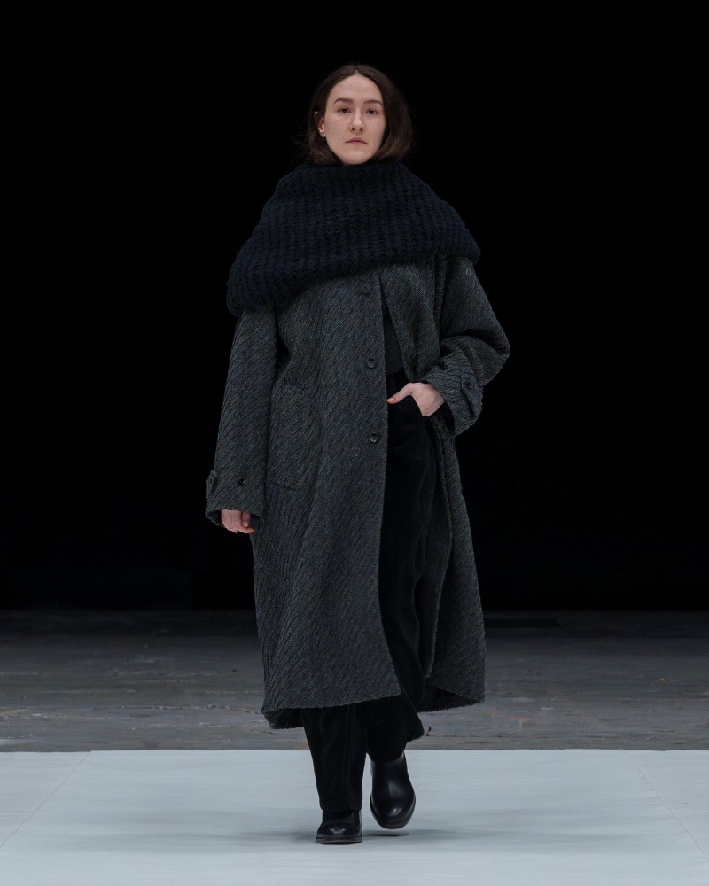 HERRINGBONE BONDING TWEED BIG BALMACAAN COAT - CIENTO WEB STORE