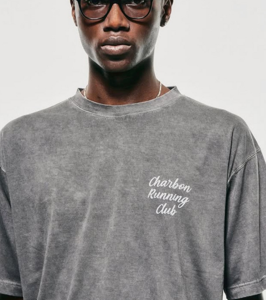 charbon / PIGMENT DYE PRINT T-SHIRTS GREY