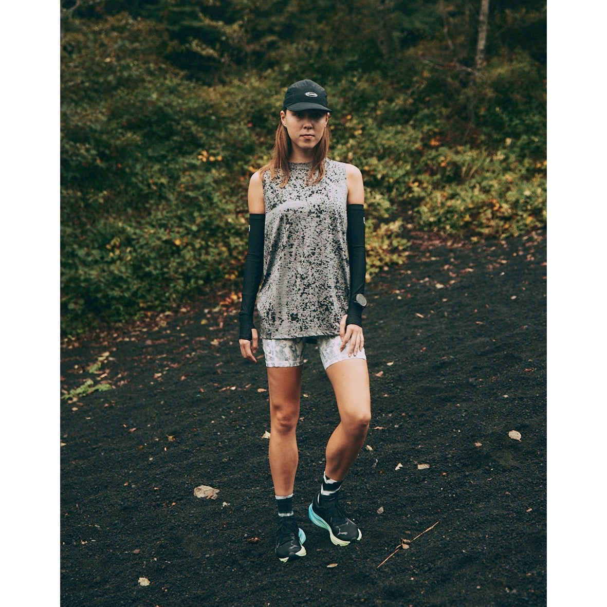 charbon / REDA WOOL SPLASH DYE SLEEVELESS T-SHIRTS GRY×BLK