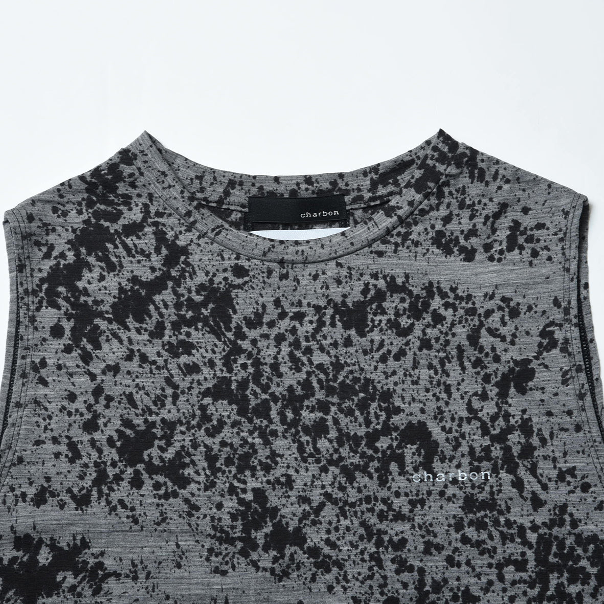 charbon / REDA WOOL SPLASH DYE SLEEVELESS T-SHIRTS GRY×BLK
