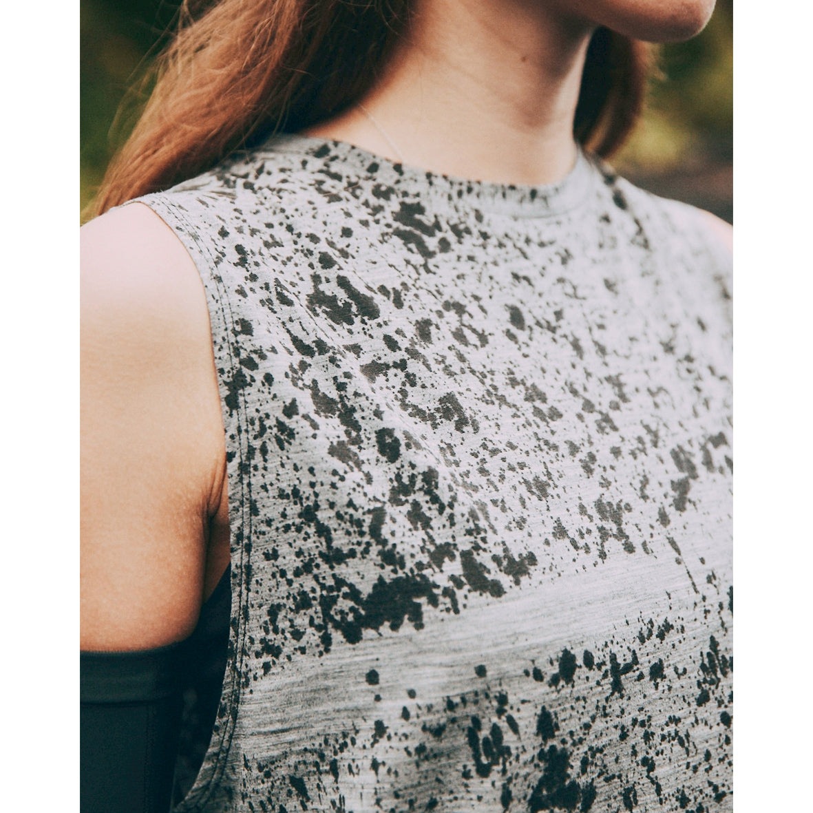 charbon / REDA WOOL SPLASH DYE SLEEVELESS T-SHIRTS GRY×BLK