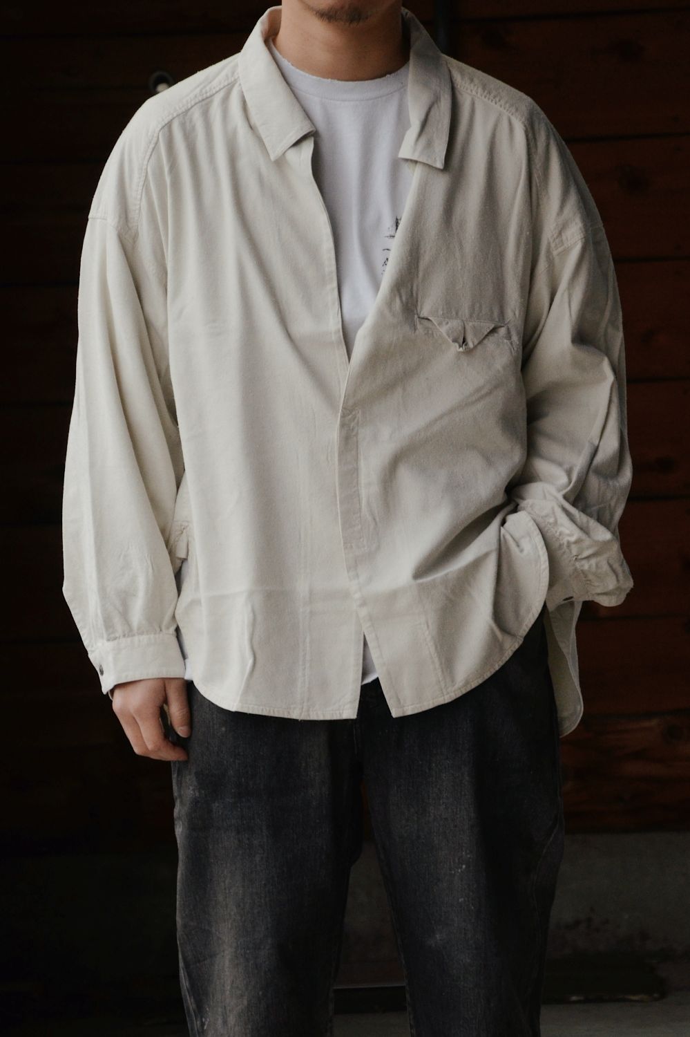 ANCELLM/アンセルム】 SILK NEP LONG SHIRT (OFF) ANC-SH86-A - CIENTO