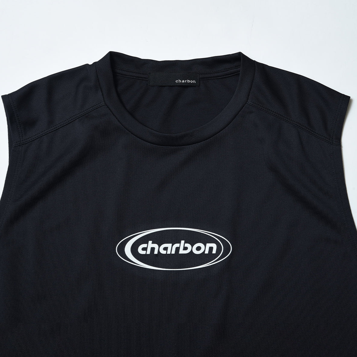 charbon / POLARTEC POWER DRY SLEEVELESS T-SHIRTS（OVAL LOGO）BLACK