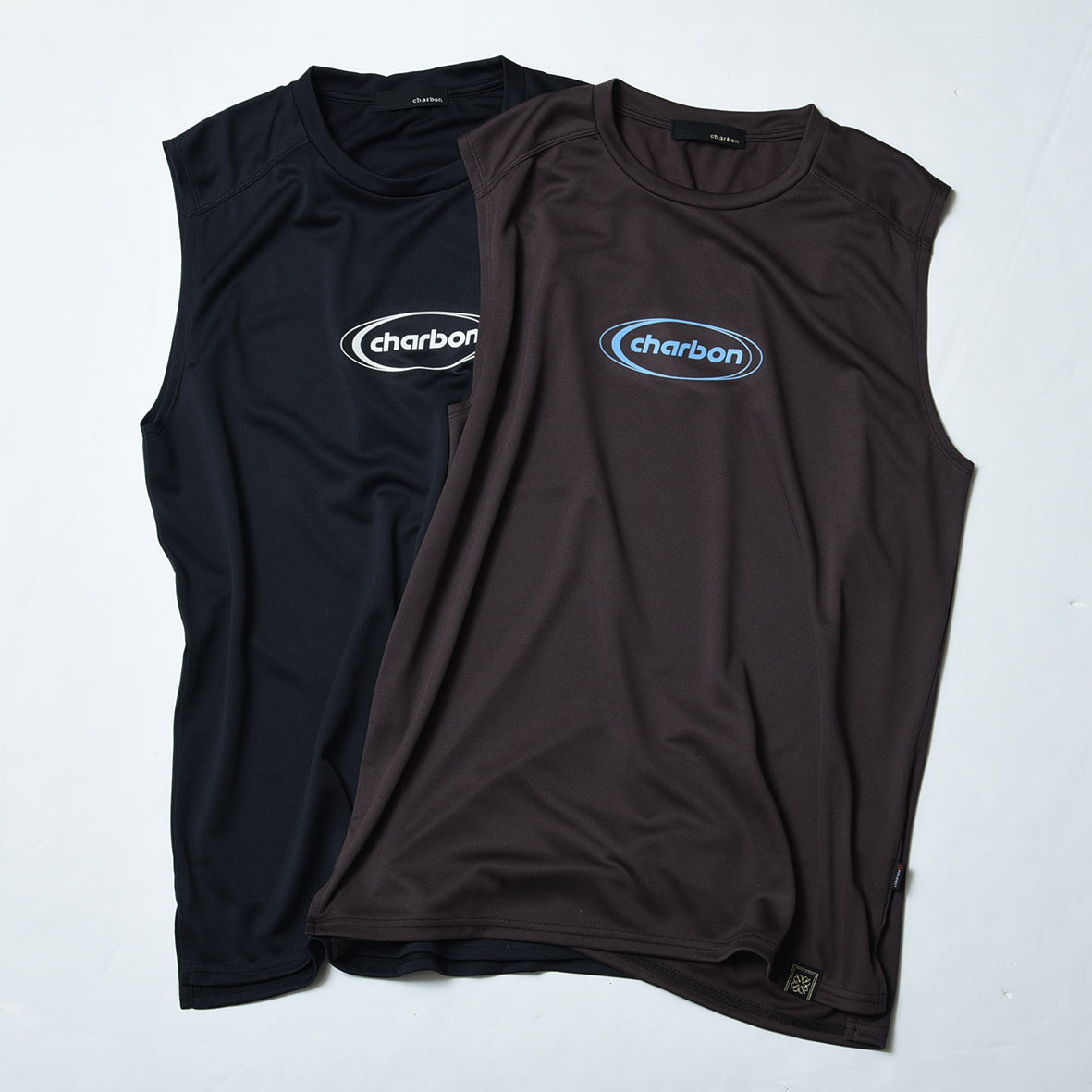 charbon / POLARTEC POWER DRY SLEEVELESS T-SHIRTS（OVAL LOGO）BLACK
