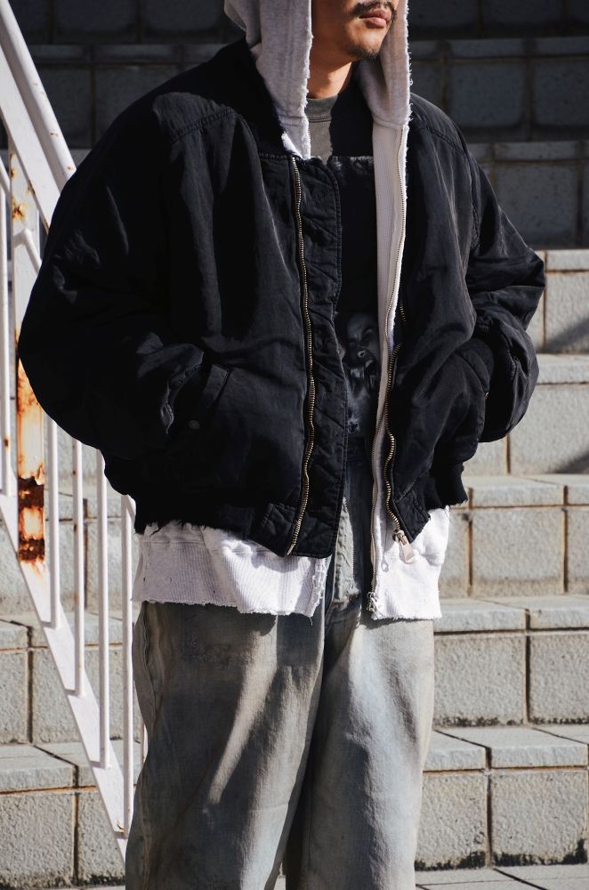 FADED BOMBER JACKET (BLACK) ANC-JK53 - CIENTO WEB SORE